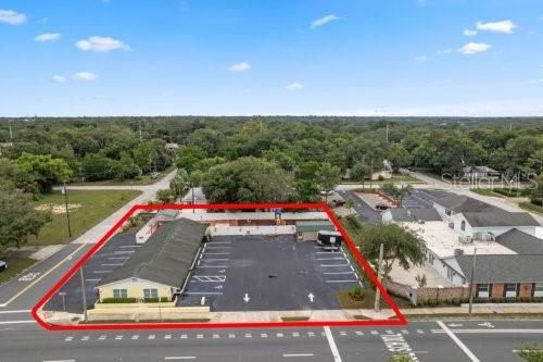 "Aerial of property highlighting its boundary outlines.