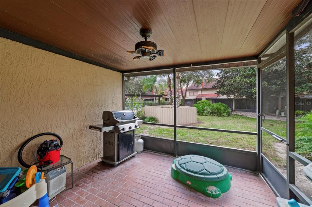 The 12x10 screened lanai gives you an ideal space to relax and unwind at the end of the day or cookout on the weekends… and a bonus in the easy access to the green space and pool directly behind!