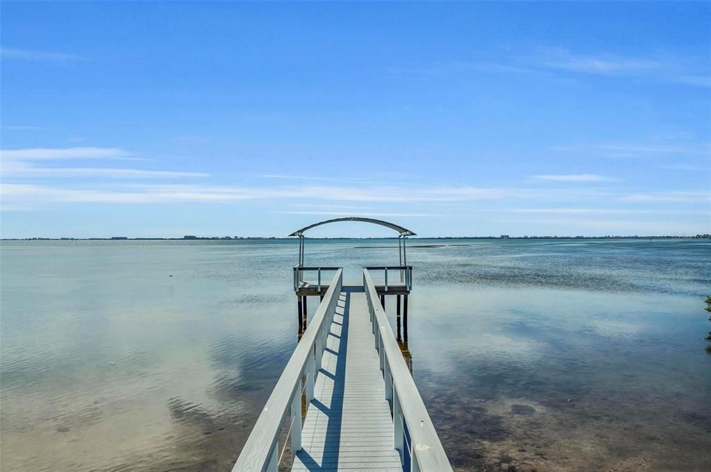 12 x 20 Personal observation dock with canopy shade on Sarasota Bay.