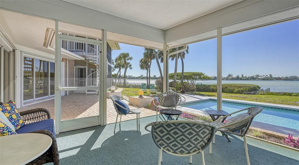 The screened lanai is a cool spot from which to watch the sunsets.