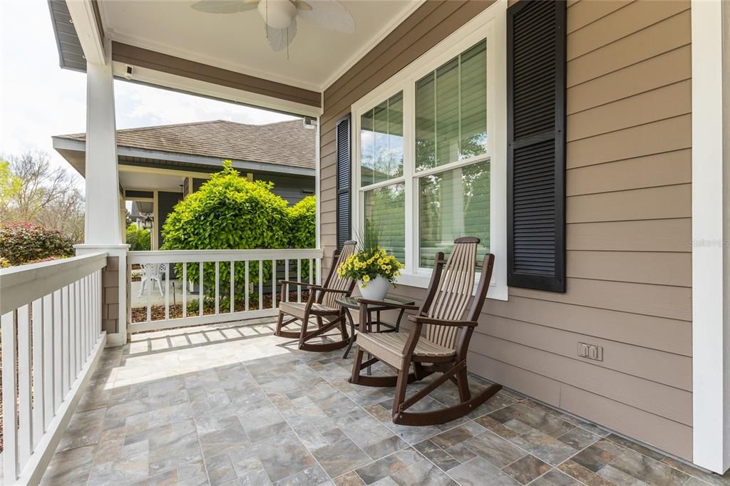 Front porch with stone paver patio