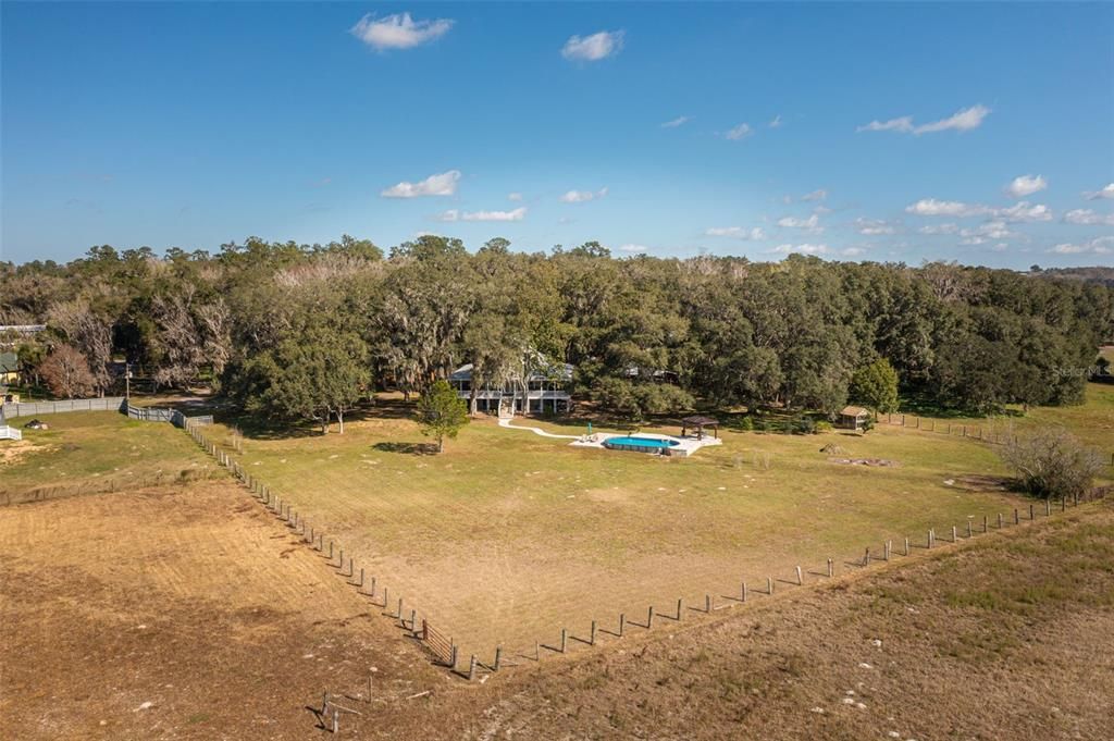 looking from the lake area - (lake is usually up onto corner of property