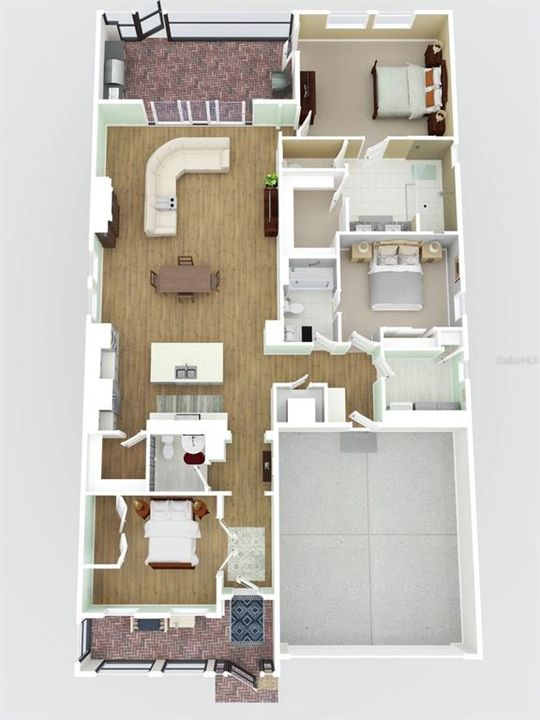 3D rendering of 3rd bedroom conversion (planned)