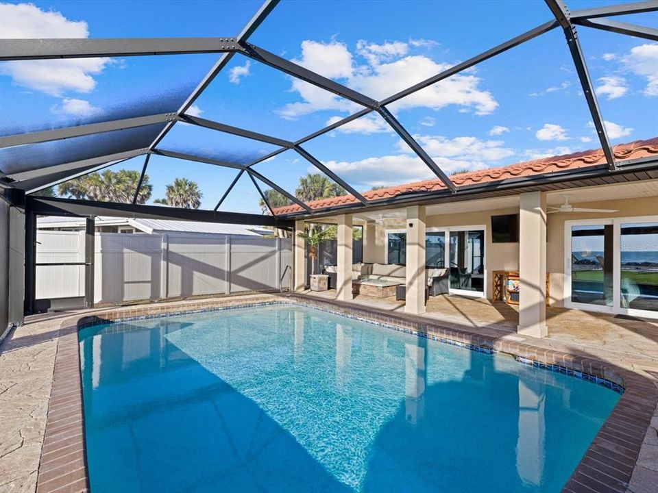 Heated pool with covered patio