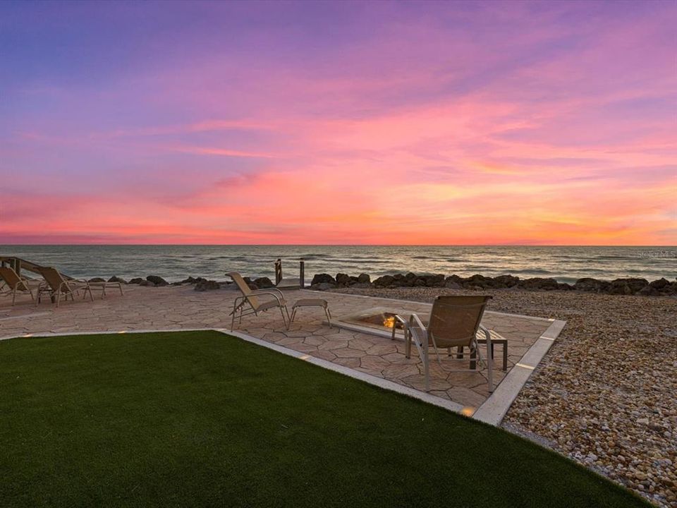 Sunken fire pit along the beach