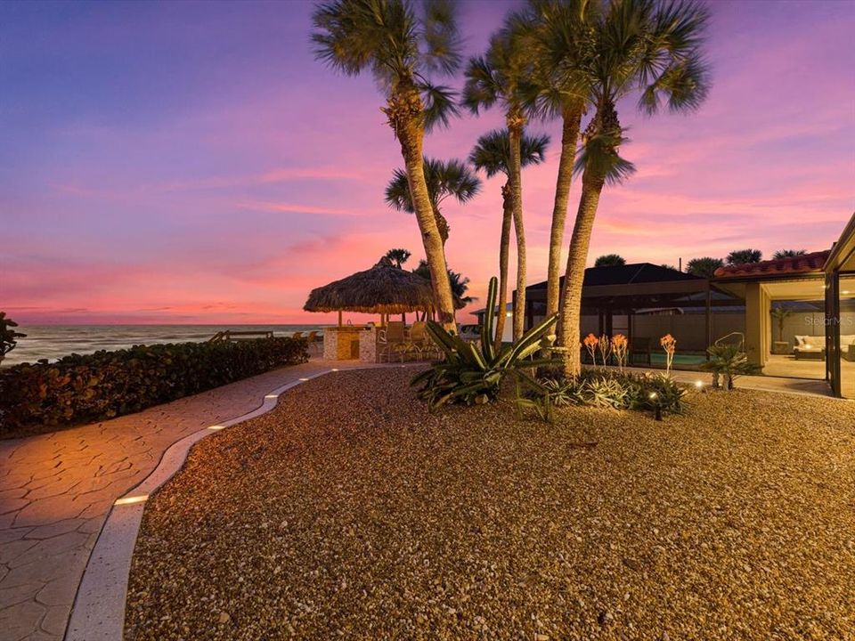 Sunsets, Beach, palm trees, and tiki bar