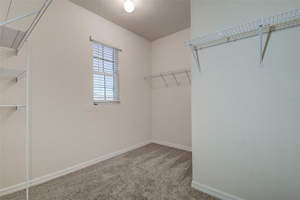 Large walk-in closet in primary bedroom.  Window lets in plenty of natural light.