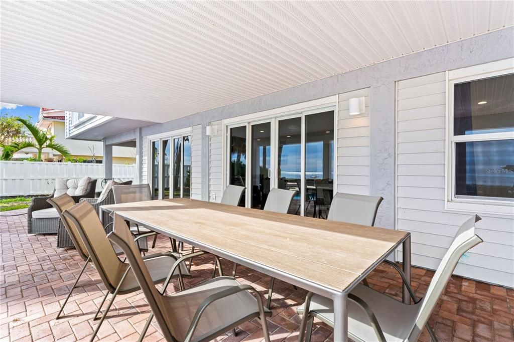 Patio at the rear of the home.