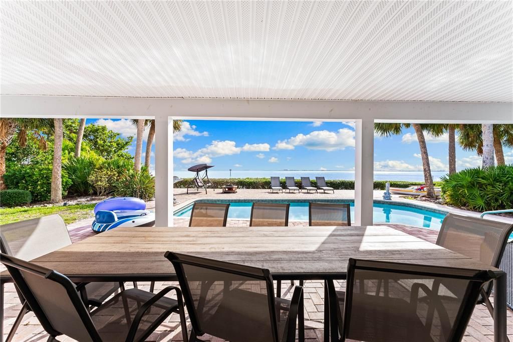 Patio at the rear of the home.