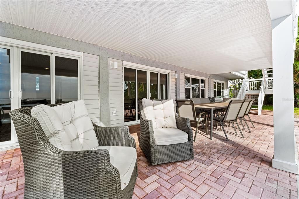 Patio at the rear of the home.