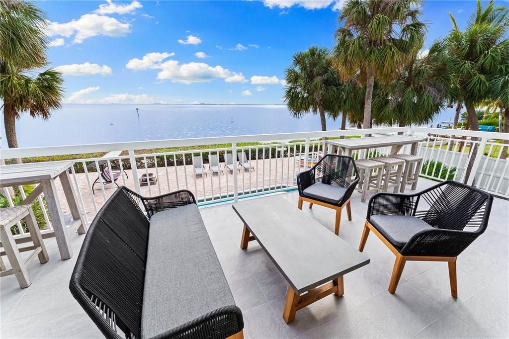 Large deck over-looking pool and Bay.