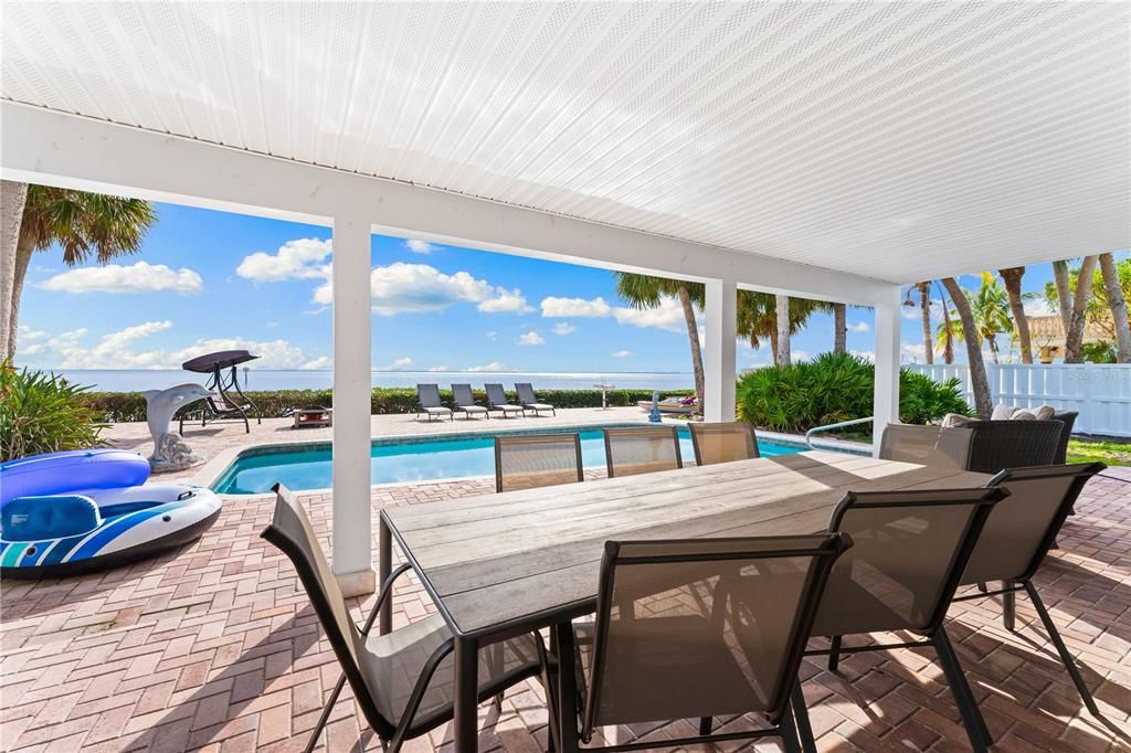 Patio at the rear of the home.