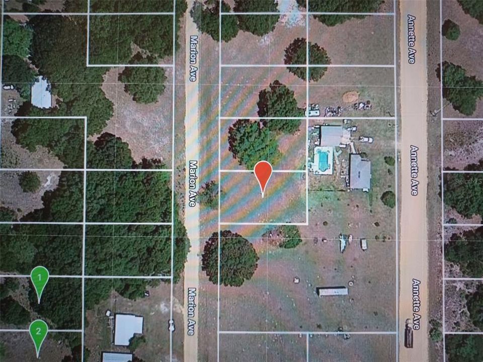 Red dot is the lot for sale. Right behind the house