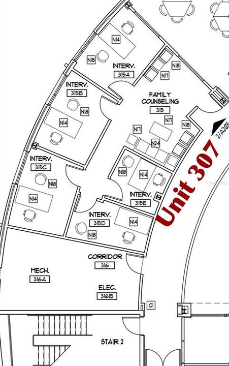 Floor plan for unit 307
