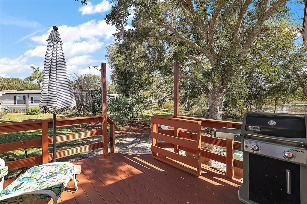 Deck with room for grill and sitting area