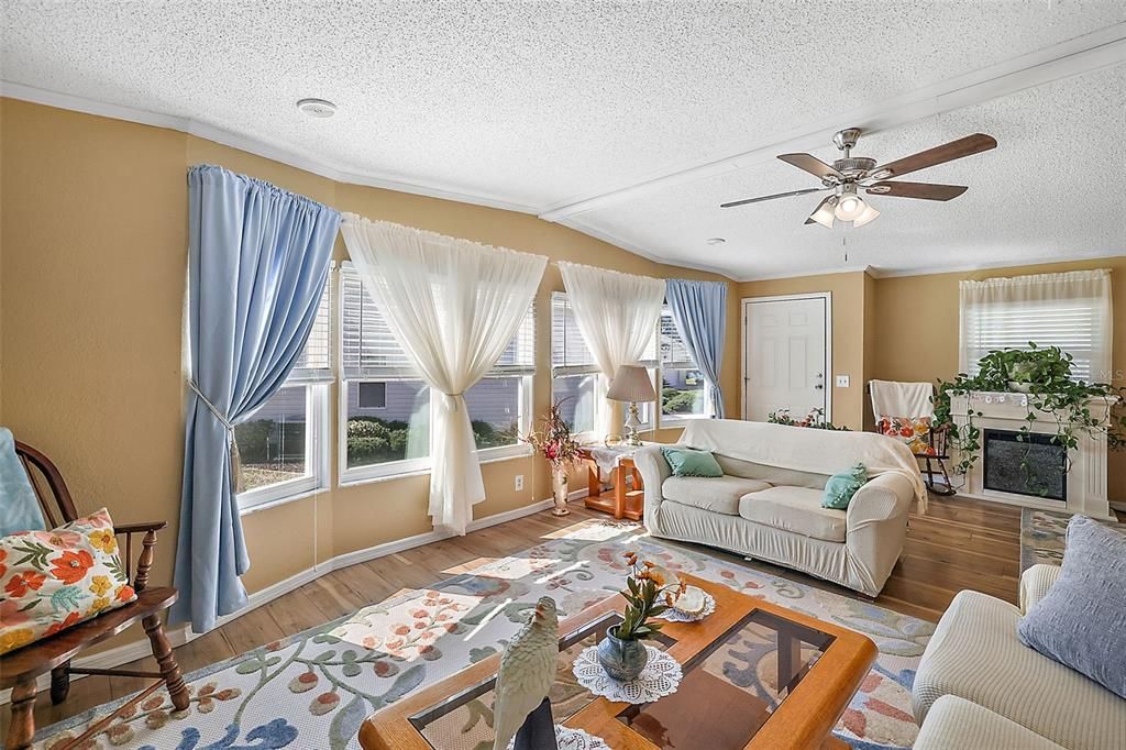 Living room with large windows