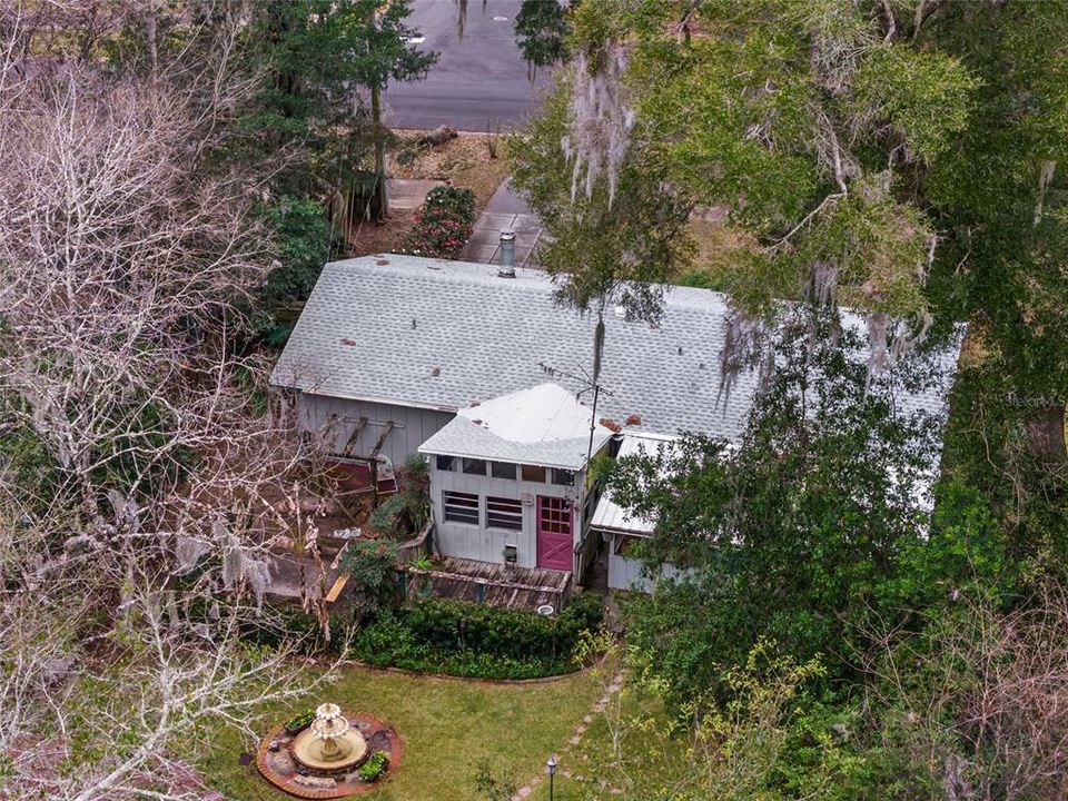 drone shot of house