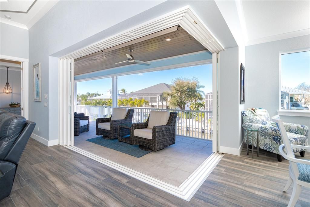 Balcony overlooking pool & canal