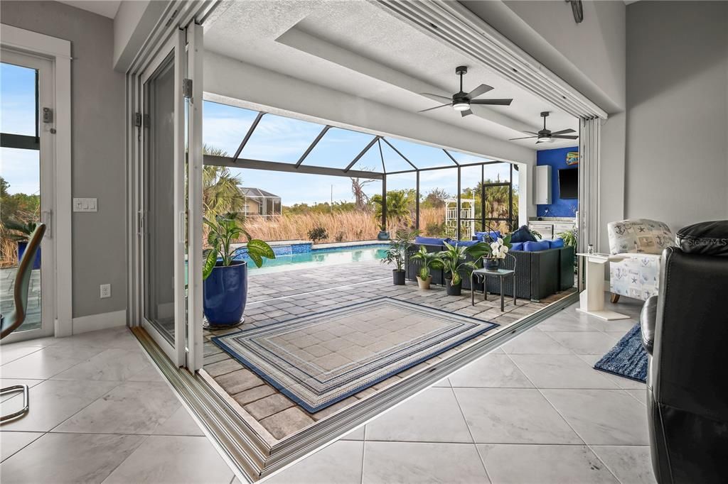STEPPING OUT TO THE LANAI THROUGH THE POCKET SLIDING DOOR YOU WILL FIND AN OASIS TO RELAX IN