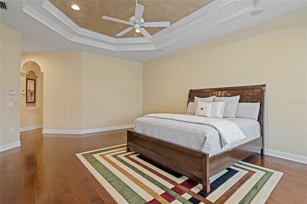 Master Bedroom is enhanced with Tray Ceilings