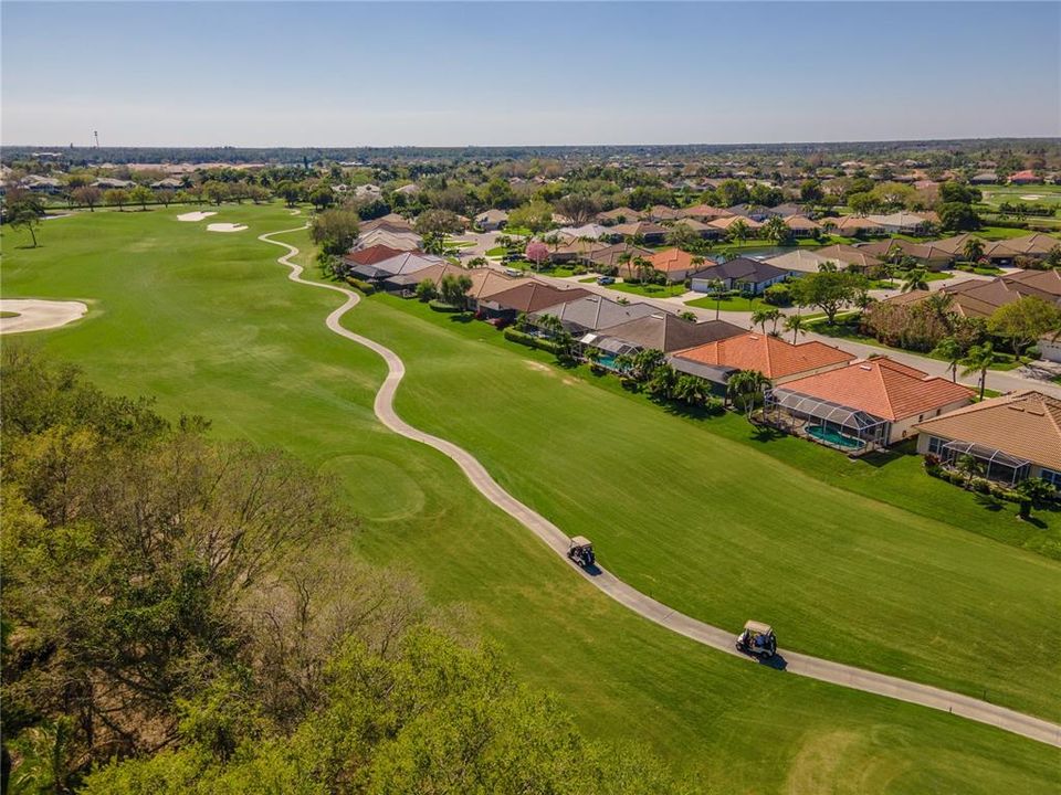 Aerial golf course path