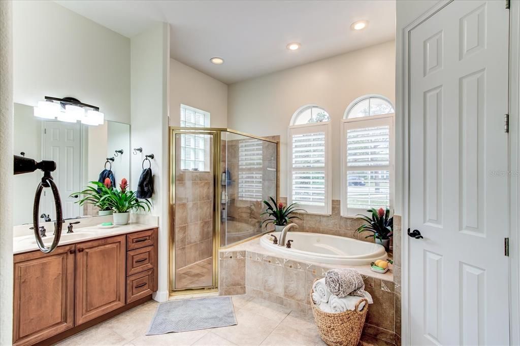 Oversized master bath with separate shower and jetted garden tub