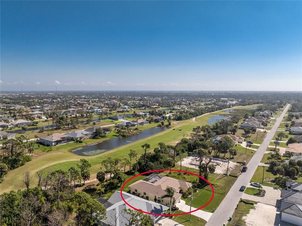 This home overlooks the golf course.