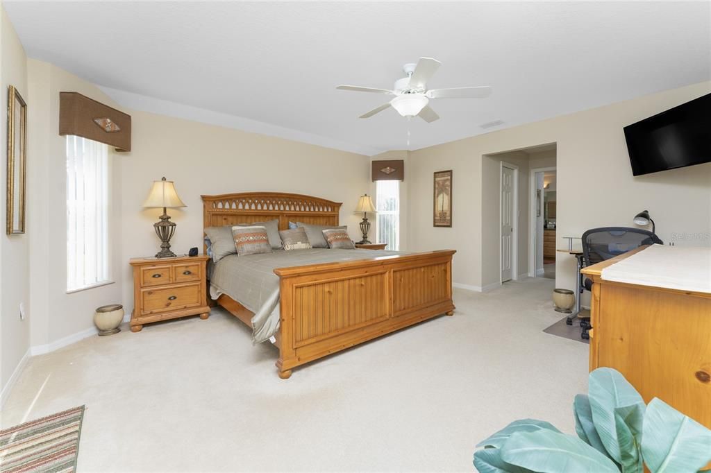 The master bedroom has a wall bump out, creating extra floor space! Plenty large enough for a king sized bed.