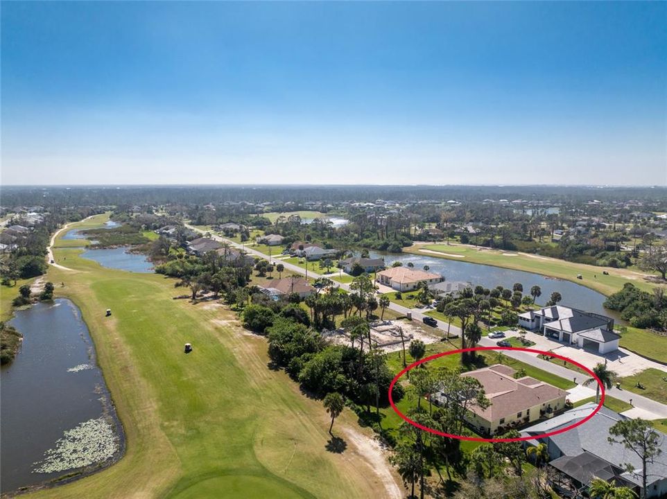 Aerial of the home and surrounding area.