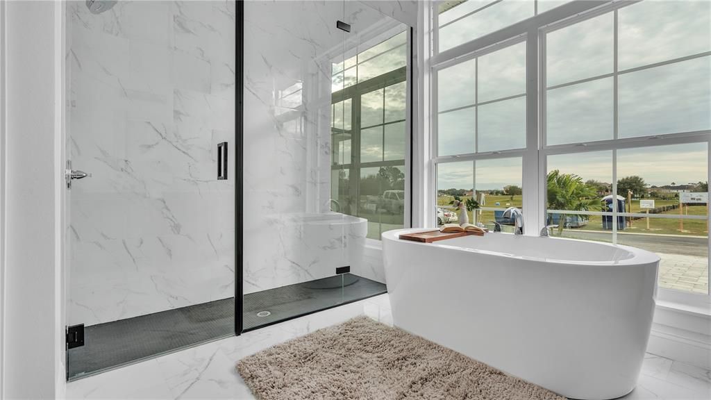 Huge Shower with marble wall