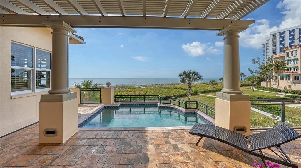 Private pool on your patio, overlooking the beach on Longboat Key and the Gulf of Mexico. Direct walkout to the beach via your private stairs as well.