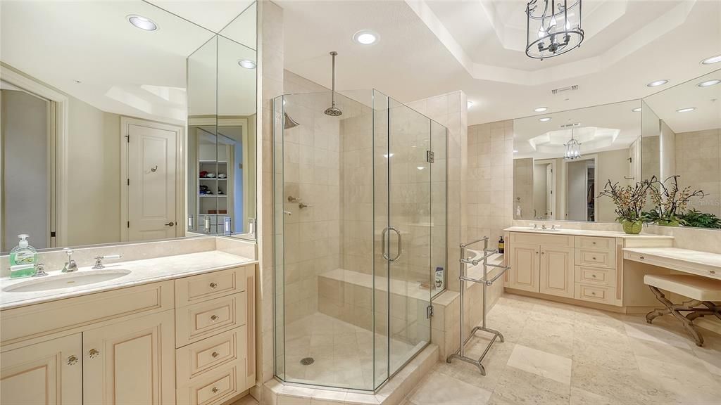 Master bathroom.  Large walk-in shower. This even has 2 separate toilets!