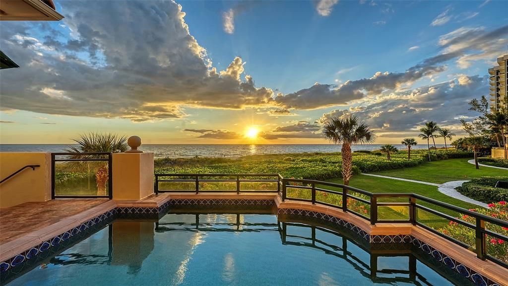 Aerial view of Vizcaya, including community pool in addition to this unit's private pool.