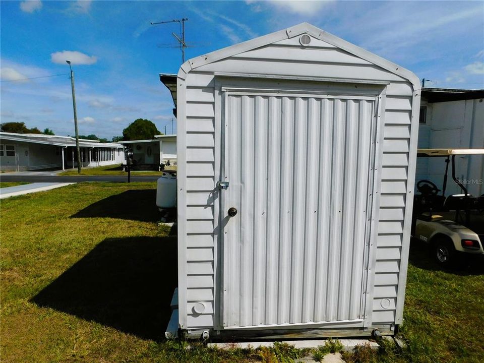 Detached storage shed.