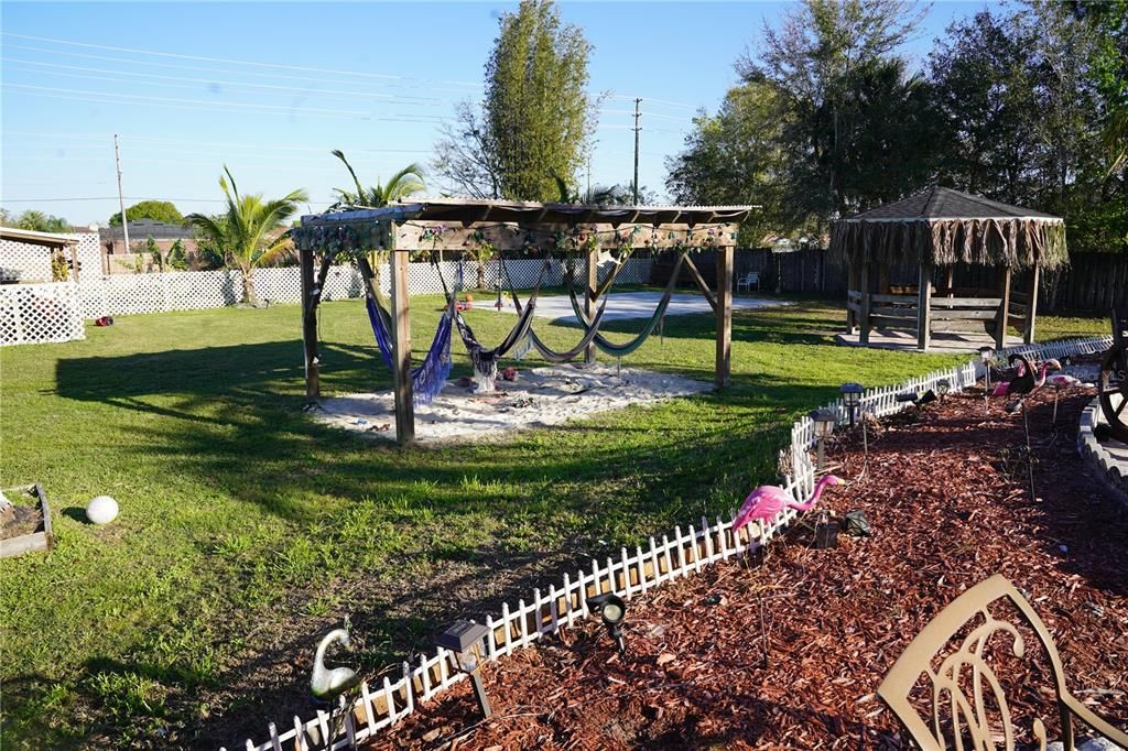 looking towards the back yard from outdoor kitchen