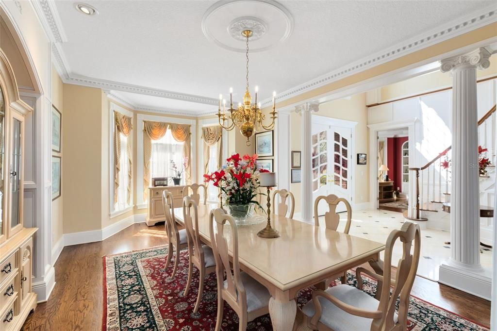 The formal dining room is to the left upon entering.