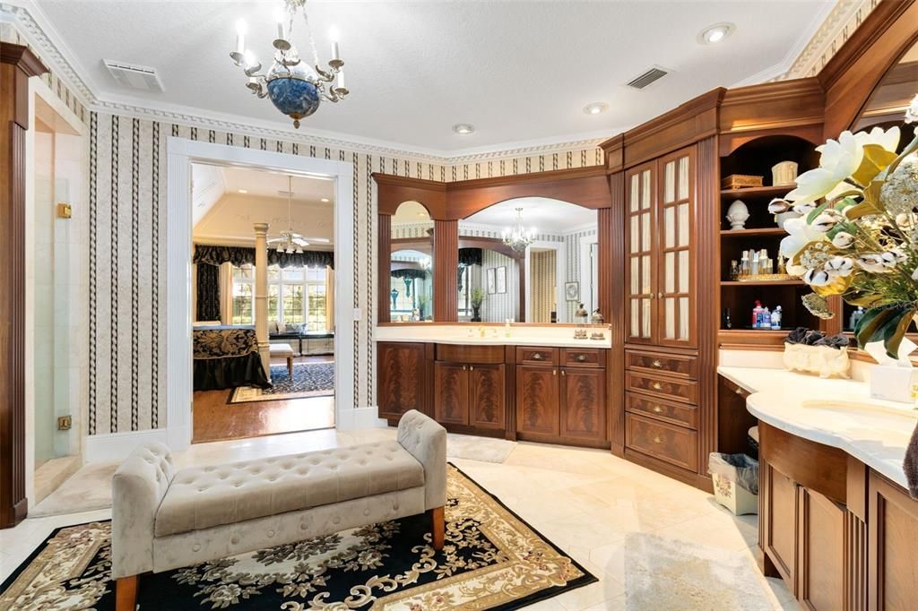 The oversized master bath exudes a luxurious spa like ambiance.