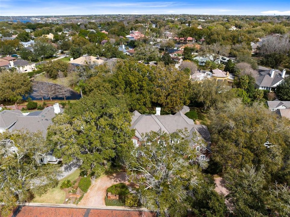 Aerial view of the front of the home.