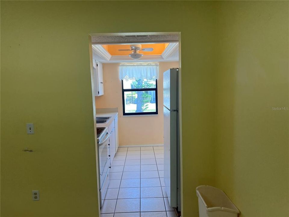 Dining room looking into kitchen