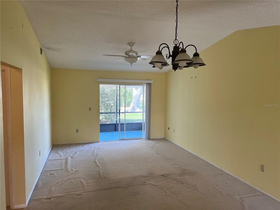 From the kitchen looking at the living space