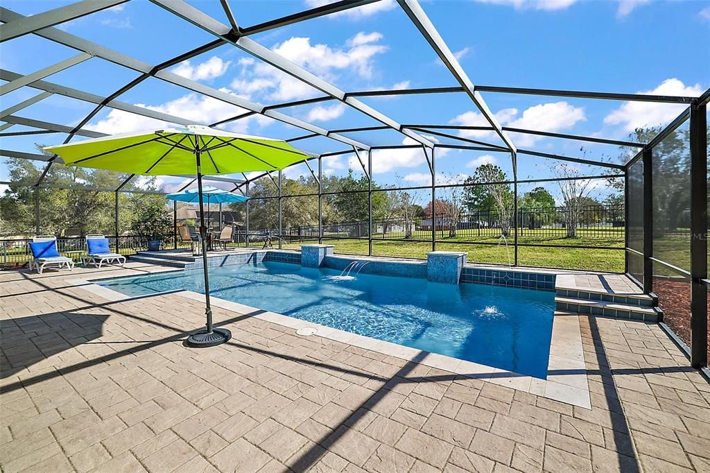 30 x 15 Pool has 2 Fountains and a Waterfall