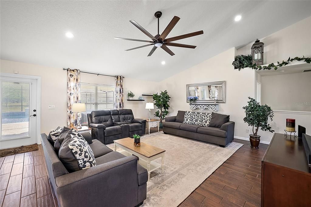 Family Room with Vaulted Ceiling