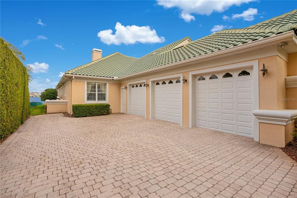 Spacious side facing 3 car garage