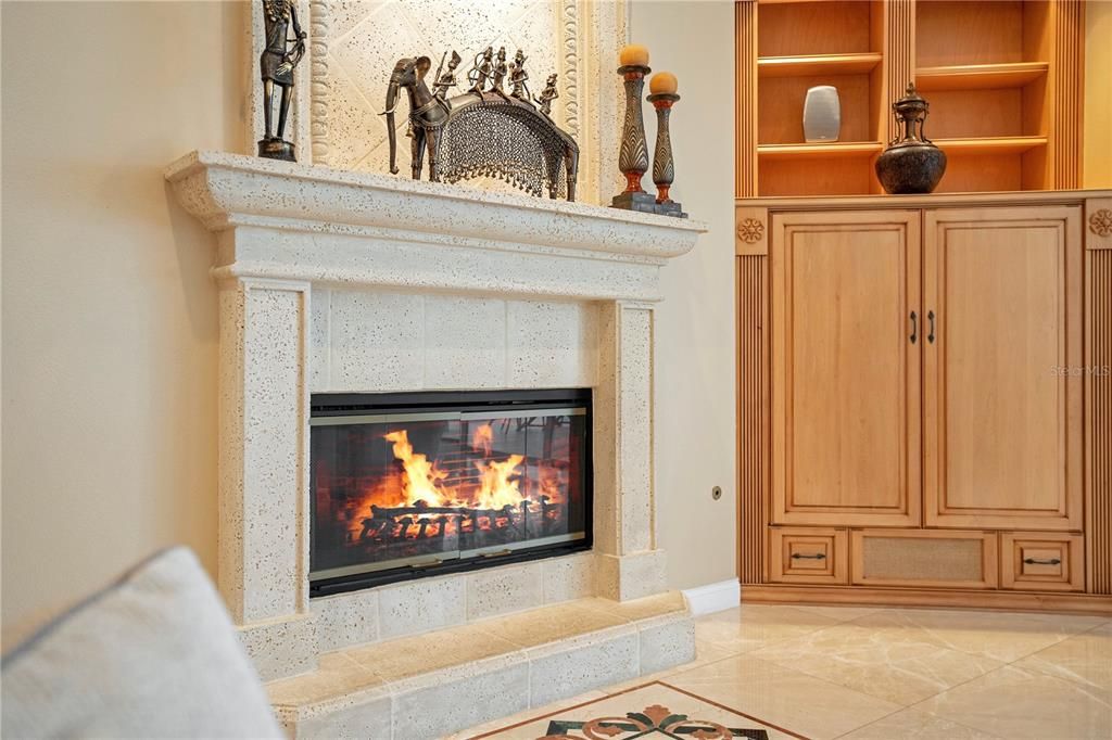 Gas fireplace in family room