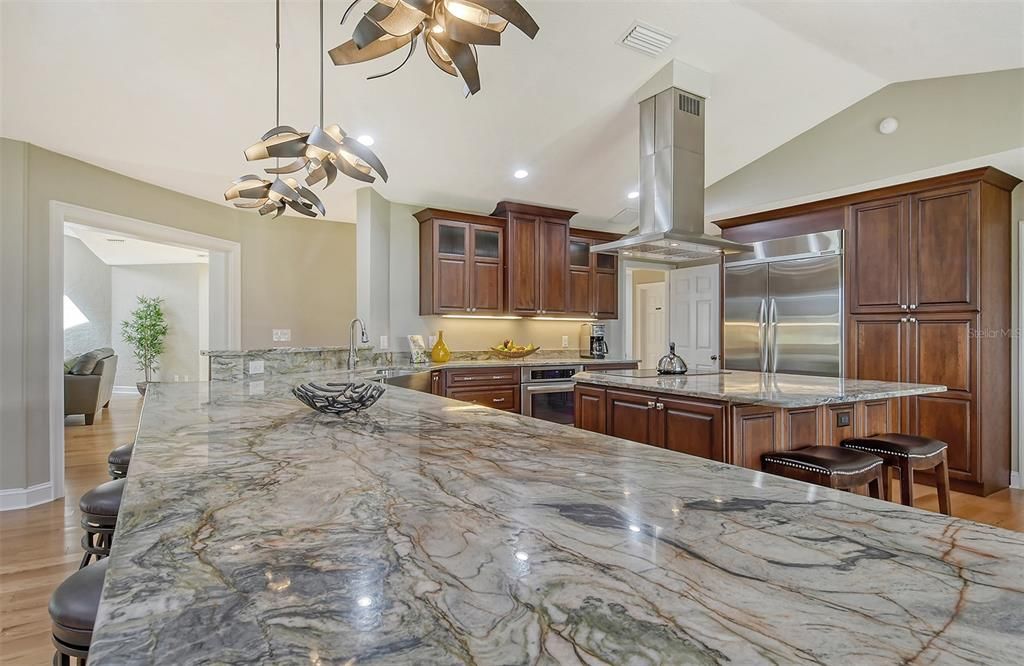 Designer granite with earthtones.