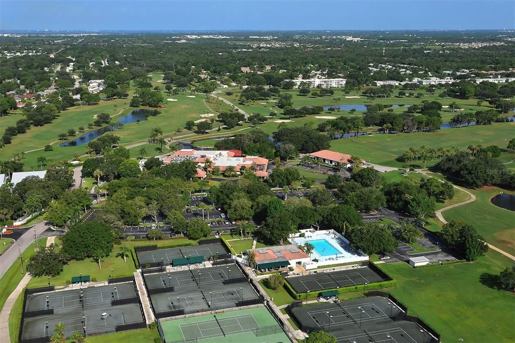 The country club offers, tennis, pickleball, large pool, fitness center and great dining and social events.