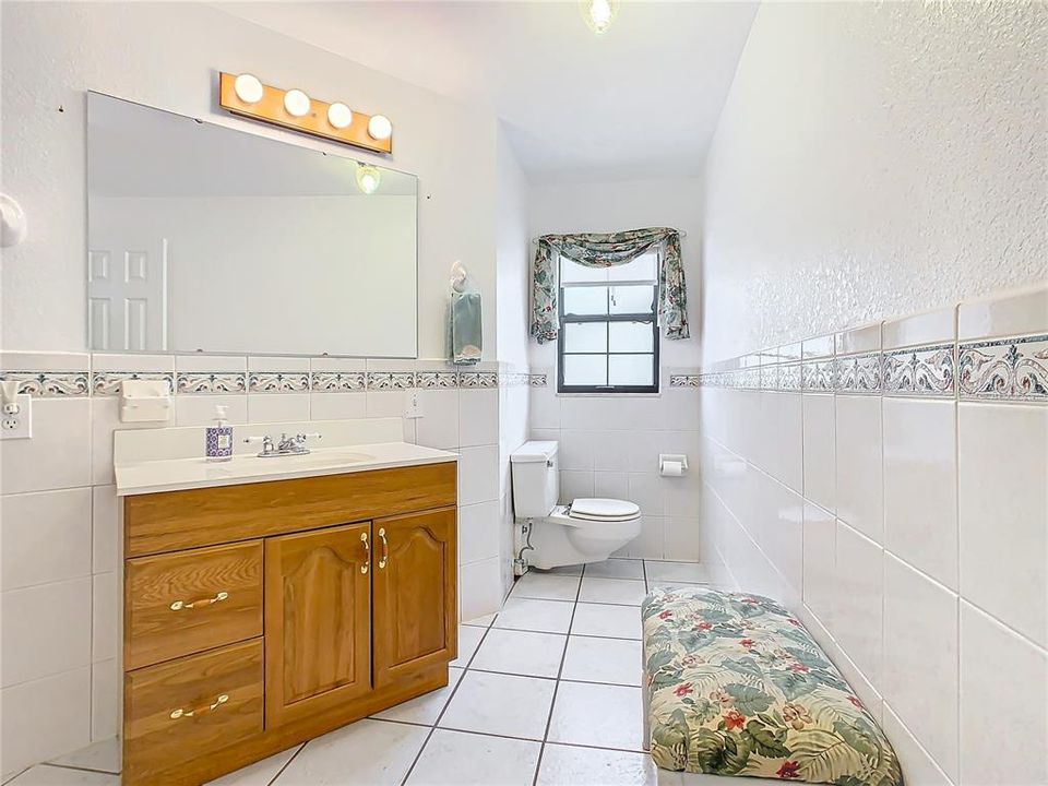 Guest bath is upstairs and has tub/shower combo