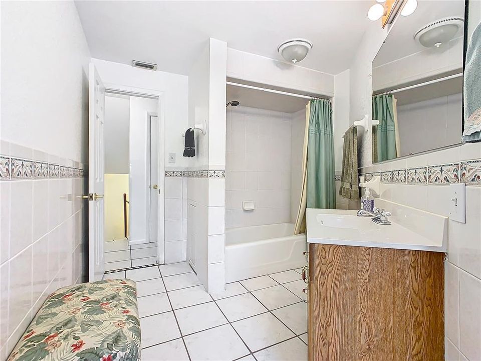 Guest bath is upstairs and has tub/shower combo