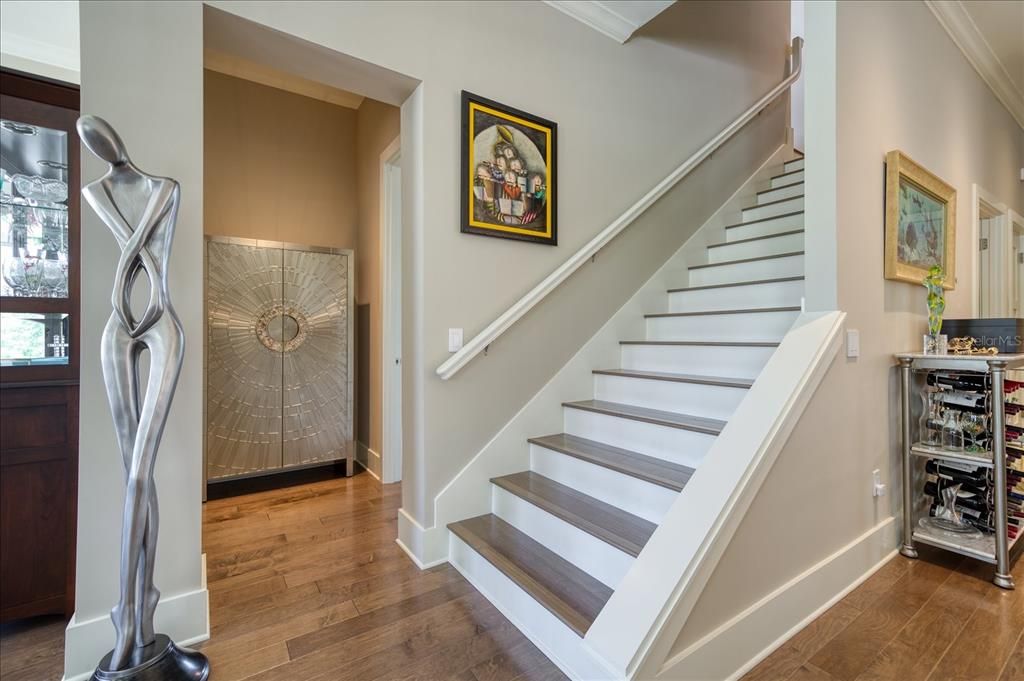 Detailed millwork of thick crown molding and baseboards are prevalent and  compliment all areas.