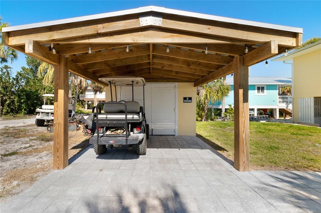 Shed with covered parking for 2 golf carts!
